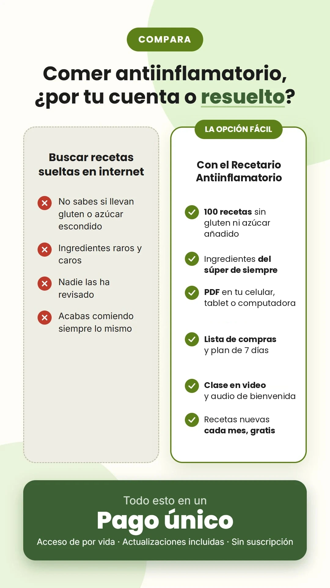 Comparativa: recetas sueltas de internet o el Recetario Antiinflamatorio